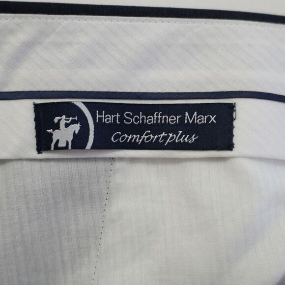 Hart Schaffner Marx Comfort Plus Dress Pants Blue Wool Flat Front‎ Cuffed 44/31 - Picture 5 of 6